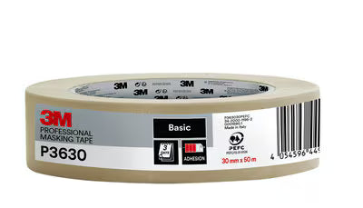 3M™ Professionele Maskeertape P3630, Beige, 30 mm x 50 m, 1 Rol/Verpakking, 70% PEFC SGSCH-PEFC-COC-110078