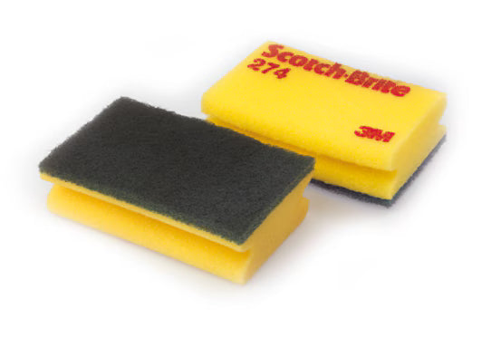Scotch-Brite™ Synthetische spons met handgreep 274, Geel/Groen, 95 mm x 158 mm, 10/Pak