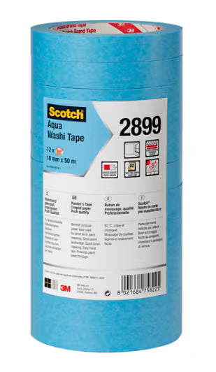 3M™ Schilderafplaktape 2899, Blauw, 30 mm x 50 m
