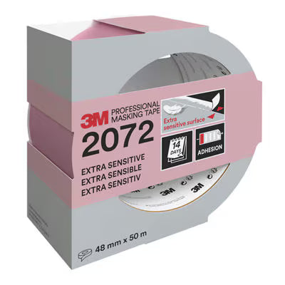 3M™ Professionele Maskeertape 2072, Extra gevoelig, 48 mm x 50 m, 1 rol/verpakking, 100% PEFC, SGSCH-PEFC-COC-110078
