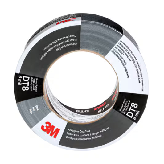 3M™ Universele Ducttape DT8, Zwart, 48 mm x 23 m, 0.2 mm, individueel verpakt