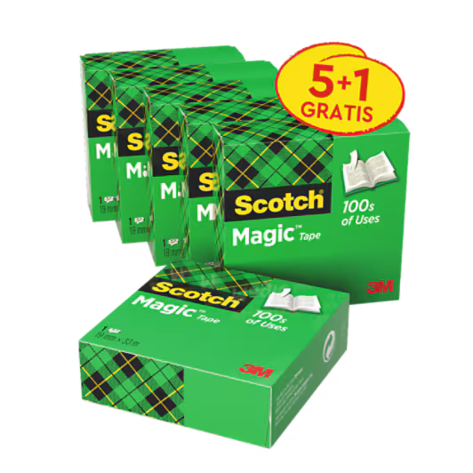 Scotch® Magic™ Onzichtbaar plakband, voordeelverpakking, 6 rollen, 19 mm x 33 m