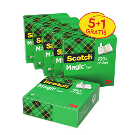 Scotch® Magic™ Onzichtbaar plakband, voordeelverpakking, 6 rollen, 19 mm x 33 m