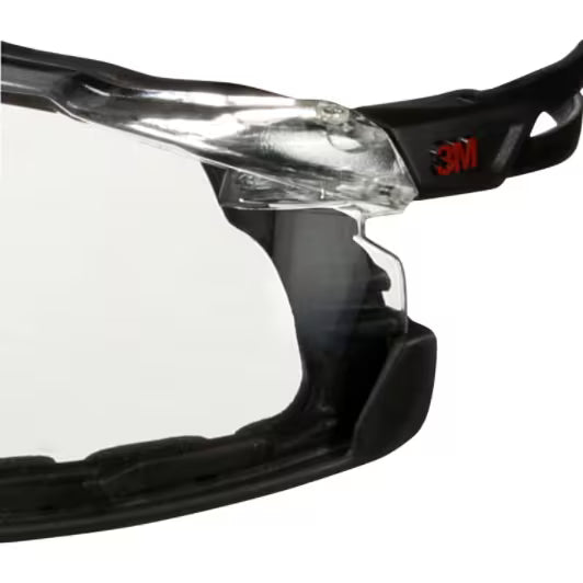 3M™ SecureFit™ 500 Veiligheidsbril, zwart montuur, foam, Scotchgard™ condenswerende en krasbestendige coating (K&N), heldere lenzen, SF501SGAF-BLK-FM-EU, 20/doos