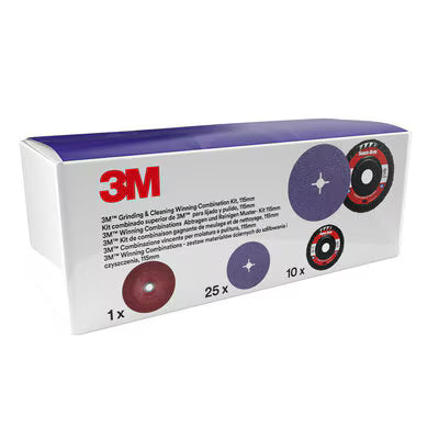 3M™ Slijp- en Verfijningsset, includes 125 mm 1182C and XO-DR Disc, with 1 Fibre Disc Ribbed Back-up Pad