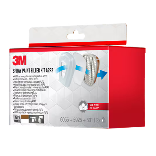 3M™ Filterset voor maskers uit de 6000-serie, 6002BC1, A2P2, (2 x 6055 A2 + 2 x 5925 P2 + 2 x 501-houder), 4-pak/CV