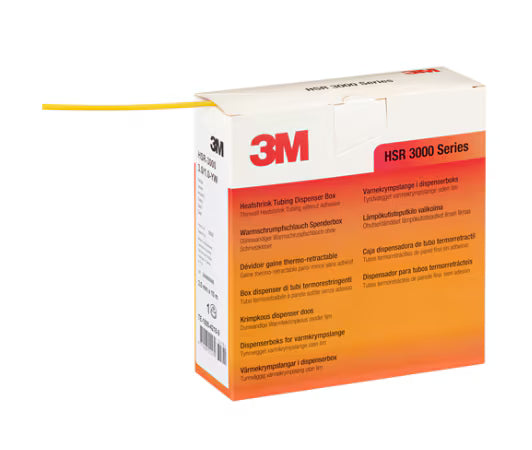 3M™ HSR 3000 Dunwandige Warmtekrimpkousbuis op Minirol, Geel, 1,5/0,5 mm, 12 m, Dispenserdoos