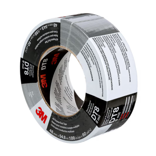 3M™ Universele Ducttape DT8, Zwart, 48 mm x 23 m, 0.2 mm, individueel verpakt