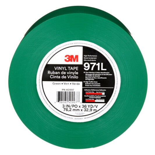 3M™ Duurzame vloermarkeringstape 971L, Green, 76.2 mm x 33 m, 0.43 mm, Individually Wrapped Conveniently Packaged