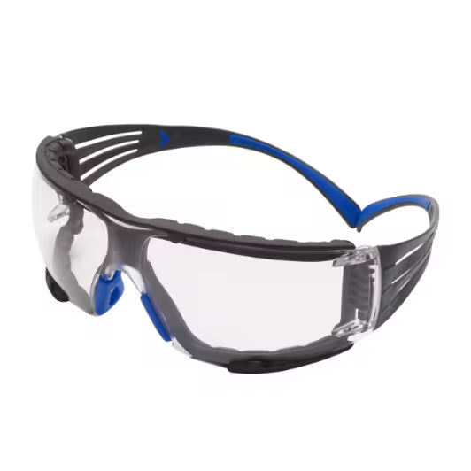 3M™ SecureFit™ 400 Veiligheidsbril, blauw/grijs montuur, foam, Scotchgard™ condenswerende en krasbestendige coating (K&N), heldere lenzen, SF401SGAF-BLU-F-EU