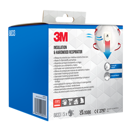 3M™ Particulate Respirator 8833PRO5, FFP3, Valved, 5/Pack, 6 Pack/Case