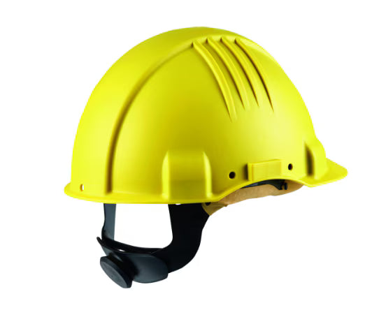3M™ Veiligheidshelm voor hoge temperaturen, ratel, zonder ventilatie, 1000 V diëlektrisch, leren zweetband, geel, G3501M-GU