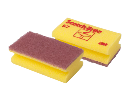 Scotch-Brite™ Schuursponzen voor Delicate Oppervlakken 57, Geel, 70 mm x 130 mm, 10/Pak