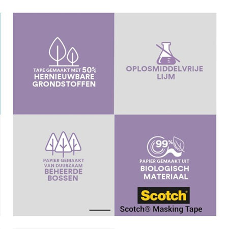 Scotch® Afplaktape voor kwetsbare oppervlakken, 24 mm x 41 m, 1 Rol/Verpakking, 100% PEFC SGSCH-PEFC-COC-110078