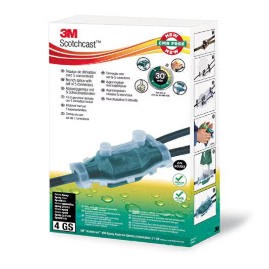 3M™ Scotchcast™ 92-NBB 0 GS Giethars-Aftakmof, Y-Vorm, 0,6/1 kV, 4x 1,5 - 4 / 4x 1,5 - 4 mm²