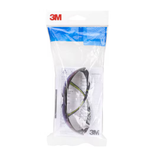 3M™ SecureFit™ 400 Veiligheidsbril, zwart/groen montuur, krasbestendige, spiegelende blauwe lenzen, SF408AS-EU