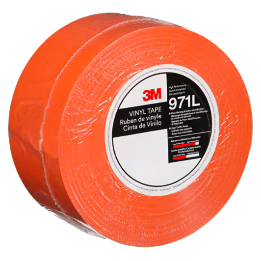 3M™ Duurzame vloermarkeringstape 971L, Orange, 76.2 mm x 33 m, 0.43 mm, Individually Wrapped Conveniently Packaged