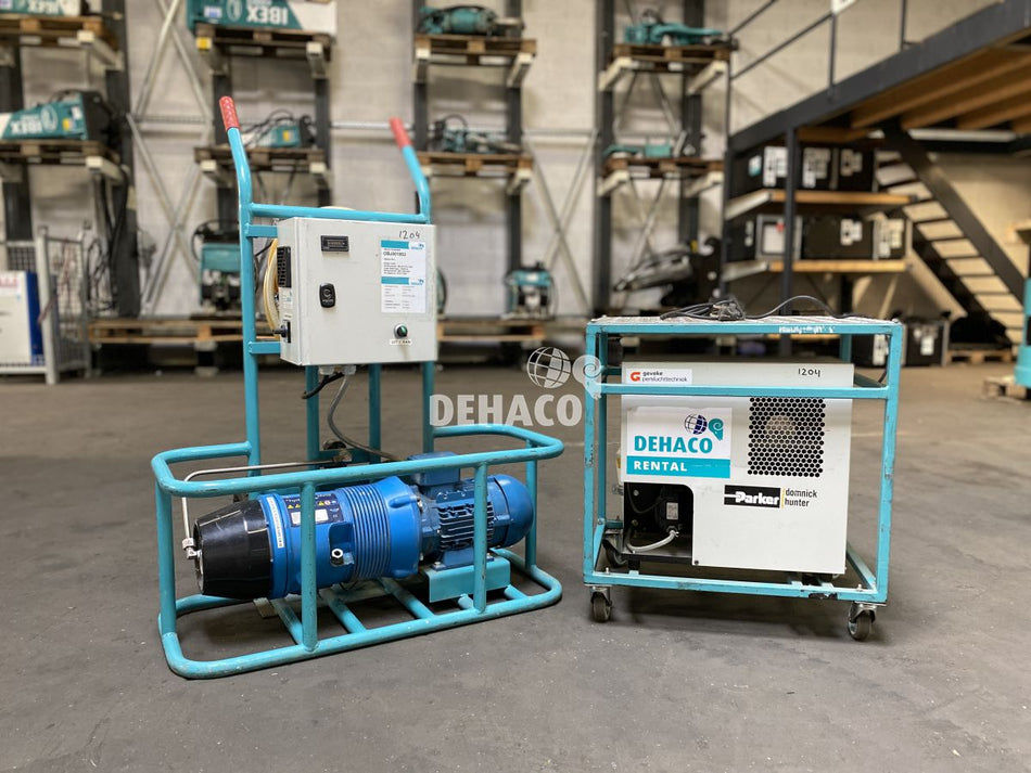 Gebruikte compair Hydrovane HV02 tweedelige compressor met luchtdroger