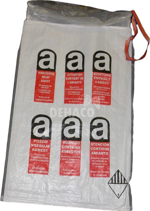 Mini asbestpuinzak 80x120 cm met A-logo en 1 x liner 70 mμ